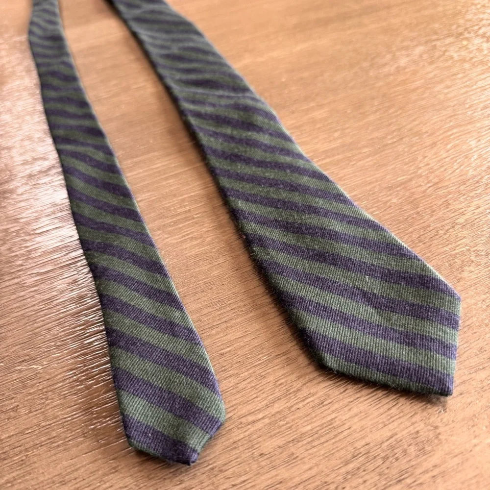 J. Crew Dark Green Wool And Silk Tie Skinny Navy Blue